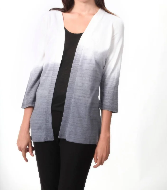 Brand Name Clothing Discount Extravaganza Ombre Back-Cutout Cardigan In Gray/white