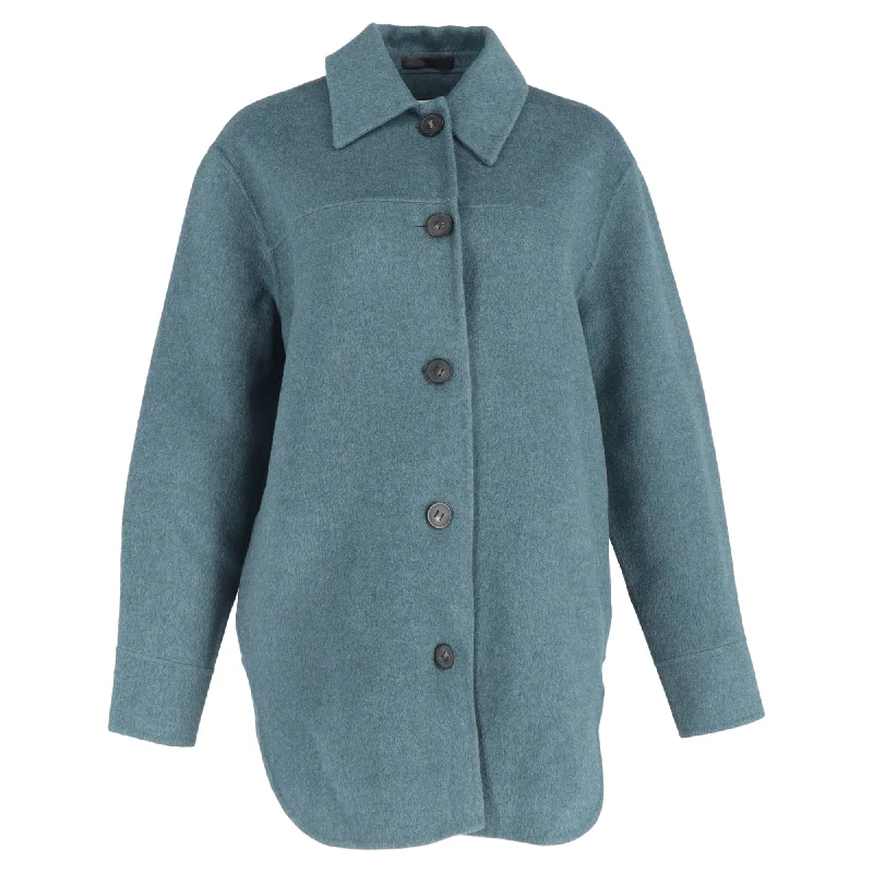 Graceful Drape Acne Studios Buttoned Overshirt Jacket in Blue Wool