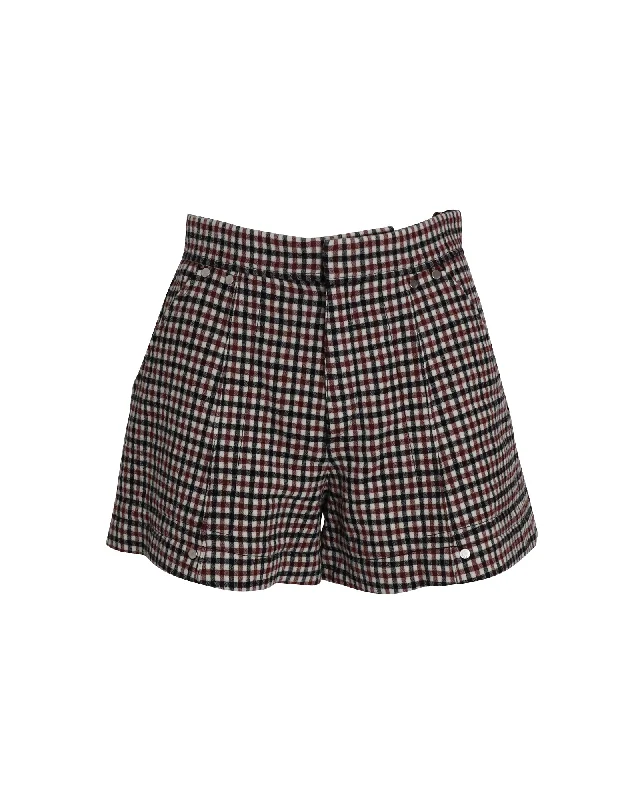 Huge Savings On Parisian Styles Chloe High-Rise Checked Shorts in Brown Wool