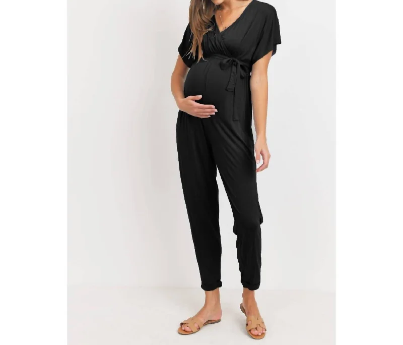 Trendy Fashion Sale Nursing Tapered Jumpsuit In Black