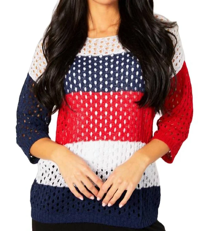 Massive Selection Sale Crochet Striped Crew In Multi