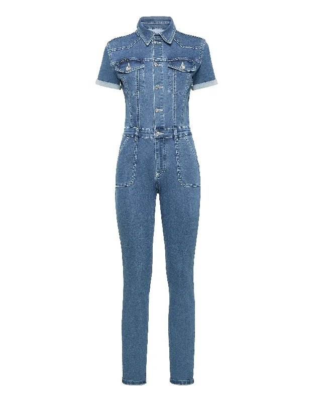 Runway Inspired Wear Denim Jumpsuit Iconic Plein