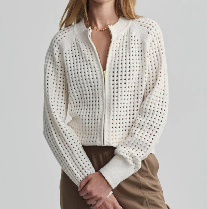 Boutique Styles Marta Boucle Knit Jacket In Coconut Milk