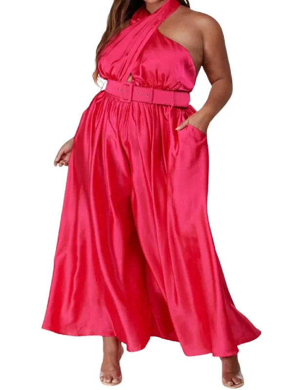 Flash Sale Halter Jumpsuit In Hot Pink