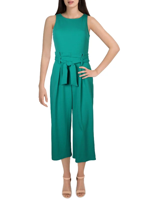 Casual Elegance Petites Womens Pleated Paperbag Waist Jumpsuit