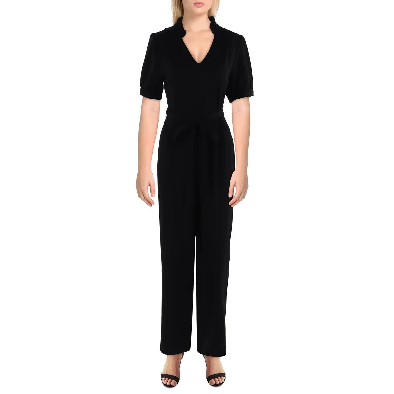 Feminine Elegance Womens V-Neck Straight Leg Jumpsuit