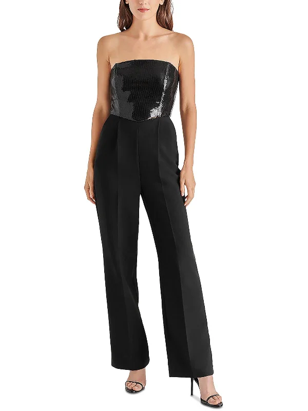 Laid-Back Elegance Riki Womens Sequin Strapless Jumpsuit