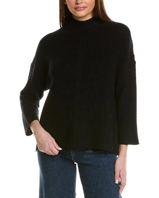 Chic Outfits Hannah Rose Shaker Cable Turtleneck Wool & Cashmere-Blend Sweater