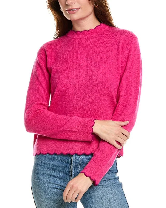 Chic & Cozy Apparel Forte Cashmere Scallop Edge Boxy Cashmere Sweater