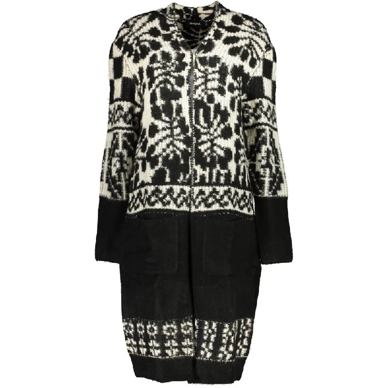 Huge Markdowns Desigual Chic Long Sleeved Coat with Contrast Women's Details