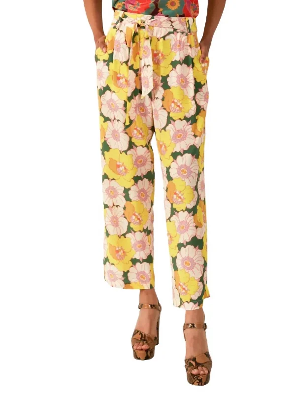 Limited Edition Colette Citrus Blossom Silk Pant In Green Citrus