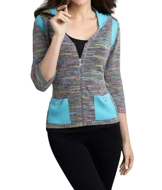 Seasonal Style Discounts Colorblock Melange Cardigan In Gray Multi