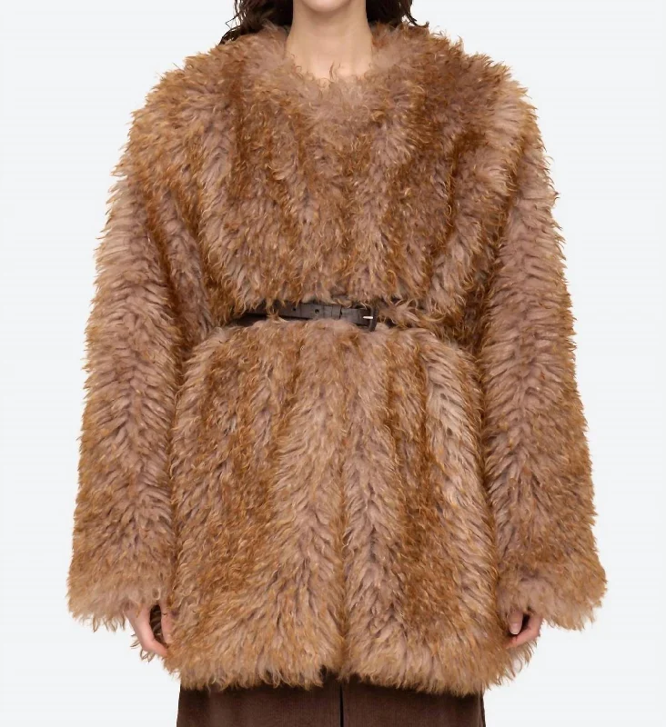 Luxury Comfort Fifi Faux Fur Jacket In Camel