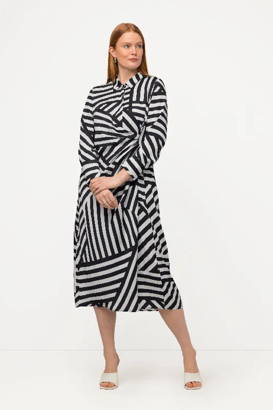 Chic Outfits Ulla Popken Striped Dress in Black