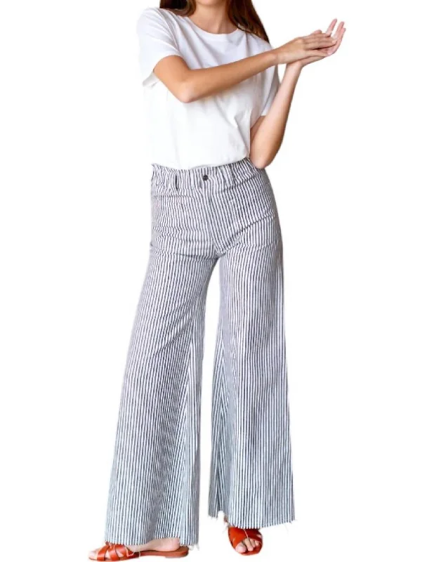 Limited Time Offer Tulip Wide Leg Pants In Black + Natural Stripe