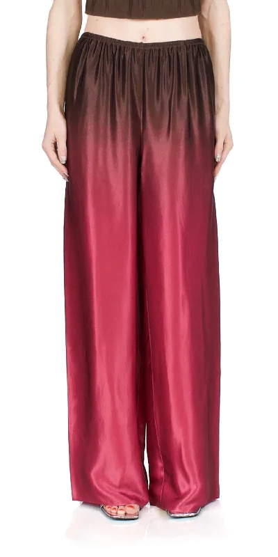 Unbeatable Prices Ombré Printed Satin Pants In Beet/dark Night Fig