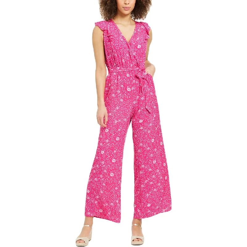 Lightweight Fabric Womens Floral Ruffled Jumpsuit