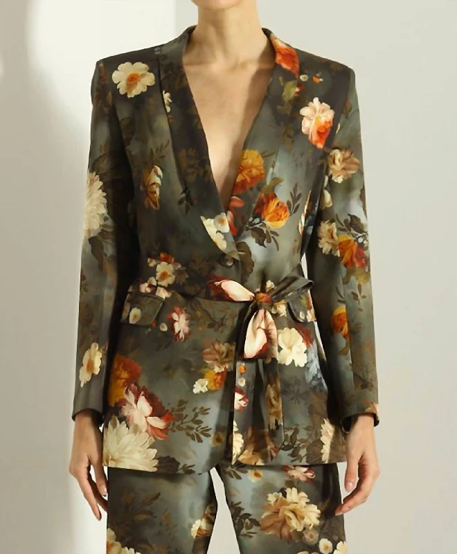 Fashion For Every Occasion Floral Blazer In Green