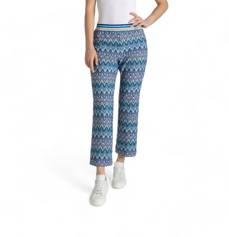 Chic & Cozy Collection Flare Kick Pant In Monaco Blue Jacquard