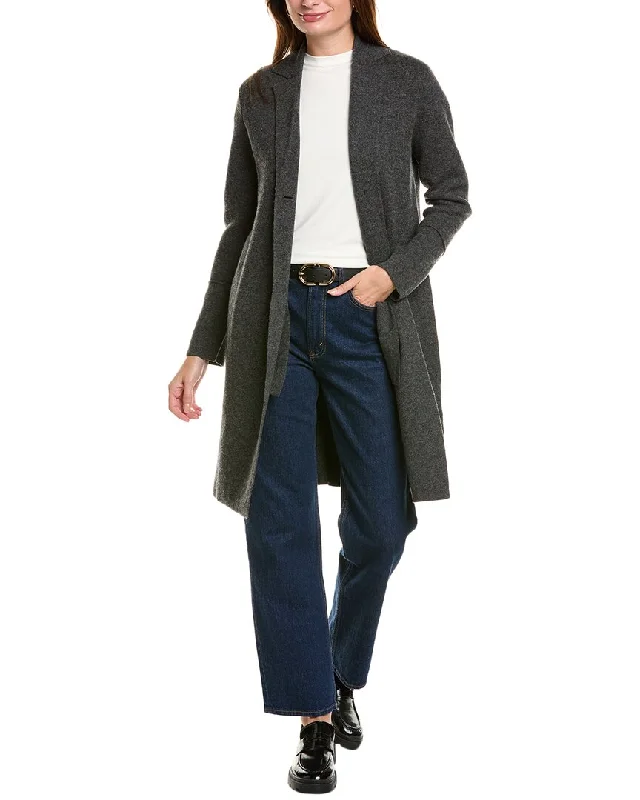 Trend Setting Wardrobe Forte Cashmere Double Knit Notch Collar Wool & Cashmere-Blend Cardigan