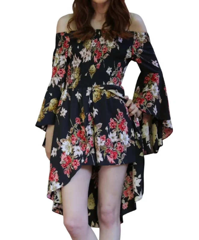 Limited Stock Floral Walk Through Romper In Black