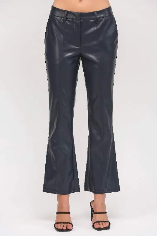 Comfortable Chic Faux Leather Pant In Navy