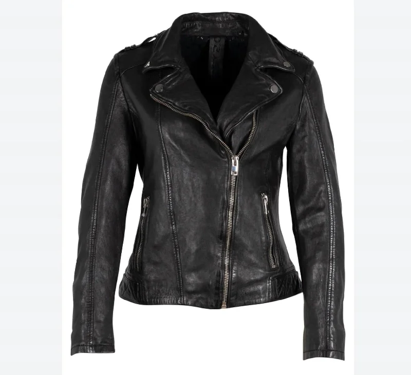 Early Access To Art Deco Styles Sale Women's Narin Leather Biker Jacket In Black