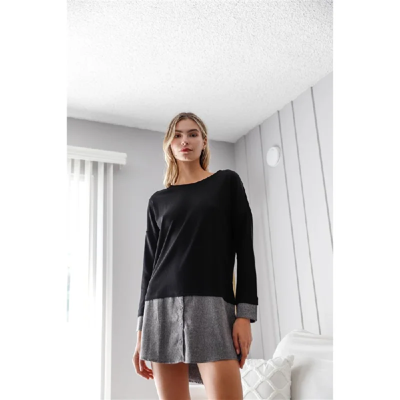 You'Ll Love Us Because Knit Combo Long Sleeve Sweater Dress