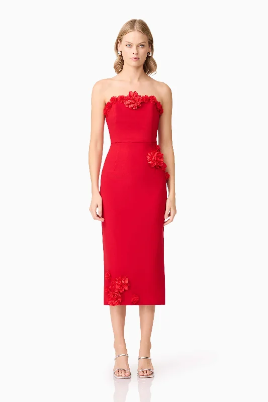 Trend Setting Wardrobe Keahna Floral Midi Dress In Red