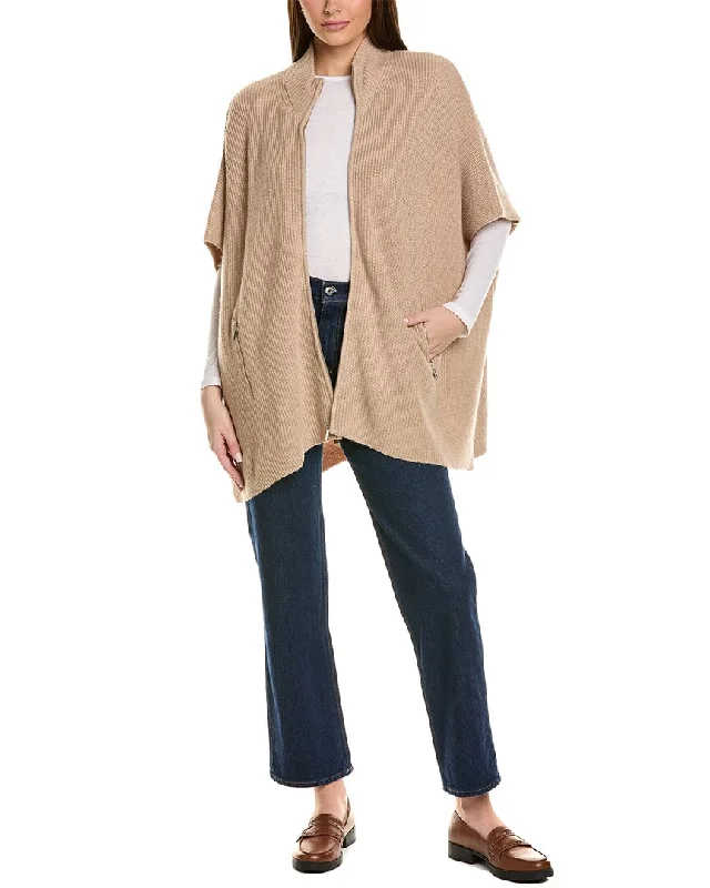 Casual Elegance Bruno Magli Zip Front Wool & Cashmere-Blend Poncho