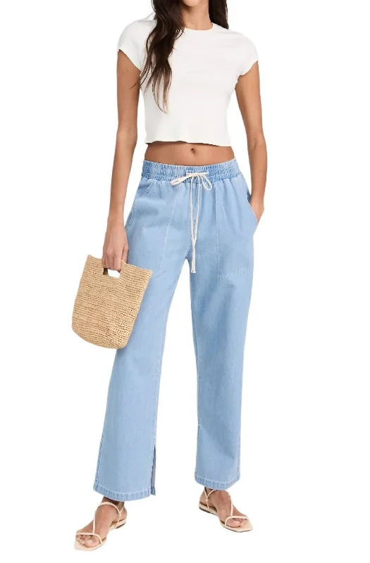 Sophisticated Cut Vinh Chambray Pant In Faded Blue