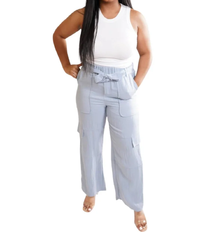 Trend Alert Soft Linen Cargo Pant In Blue