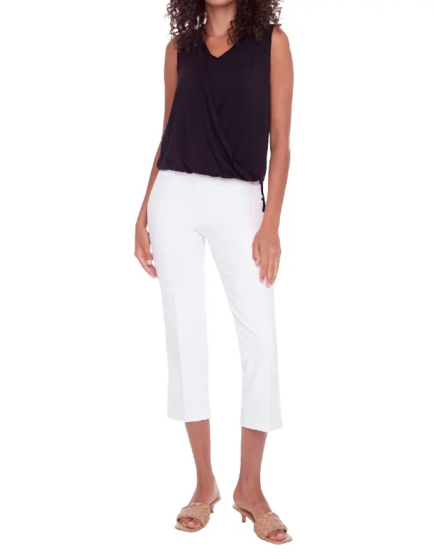 Elegant Style Solid Palermo Cropped Pant In White