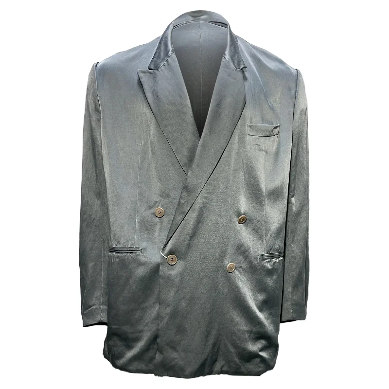 Don't Miss Out Dries Van Noten Double-Breasted Oversized Blazer in Grey Cupro