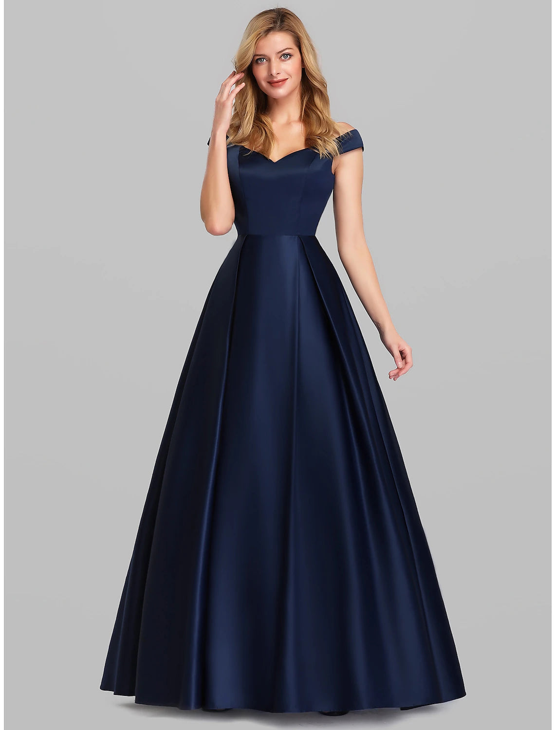 Exclusive Deals Online Ball Gown Party Dress Elegant Quinceanera Prom Birthday Dress Off Shoulder Short Sleeve Floor Length Satin with Pleats