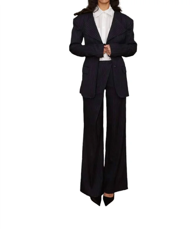 End Of Season Clearance Pinstripe Trousers In Navy