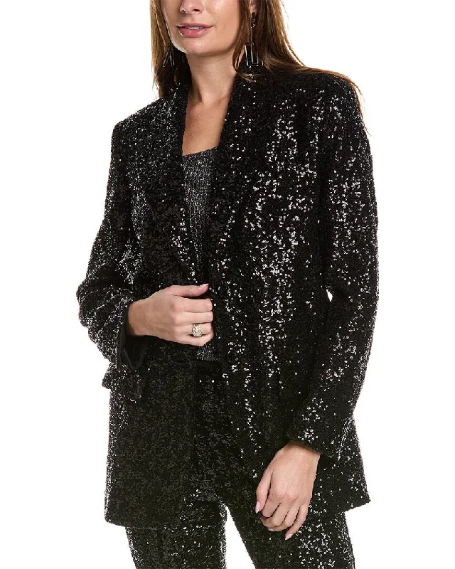 Classic Timeless Elegant Style Michael Kors Collection Sequin Boyfriend Blazer