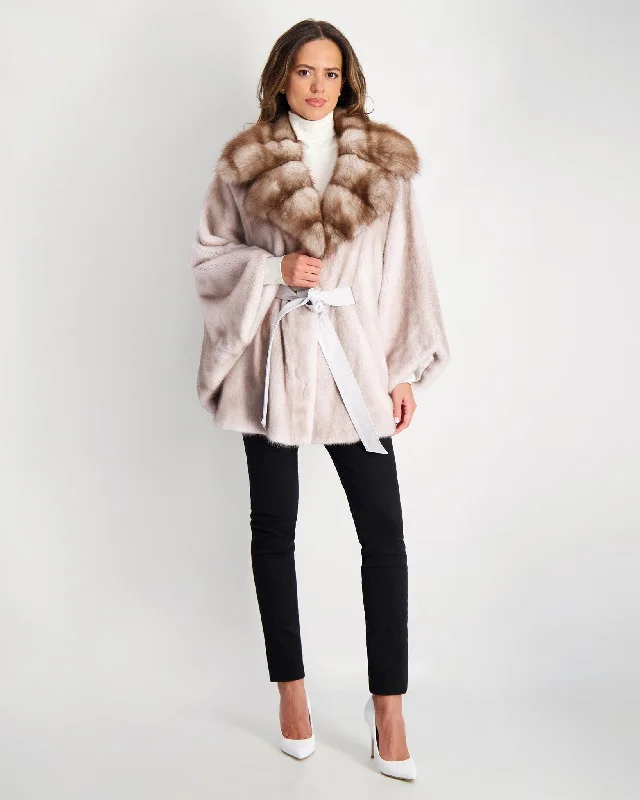 Trendy Women's Wear Collection Mink Jacket with Stone Marten Collar