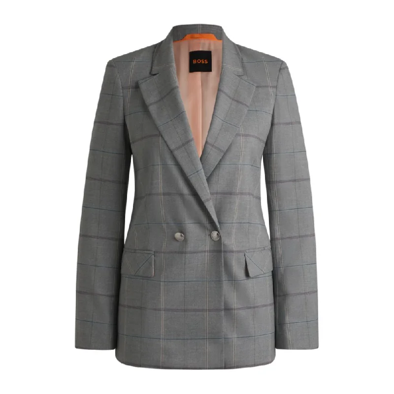 Chic And Trendy Double-breasted jacket in checked stretch fabric