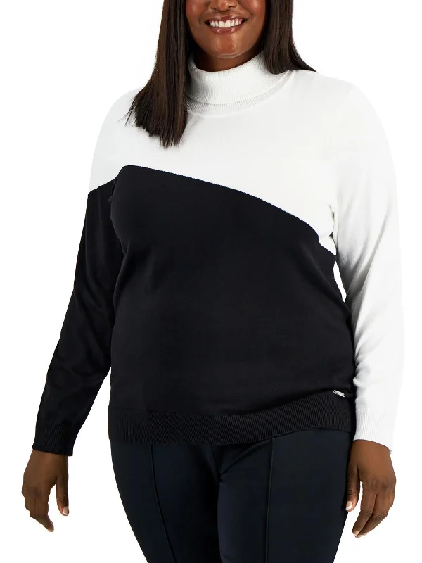 Style Upgrade Plus Womens Colorblock Office Turtleneck Sweater