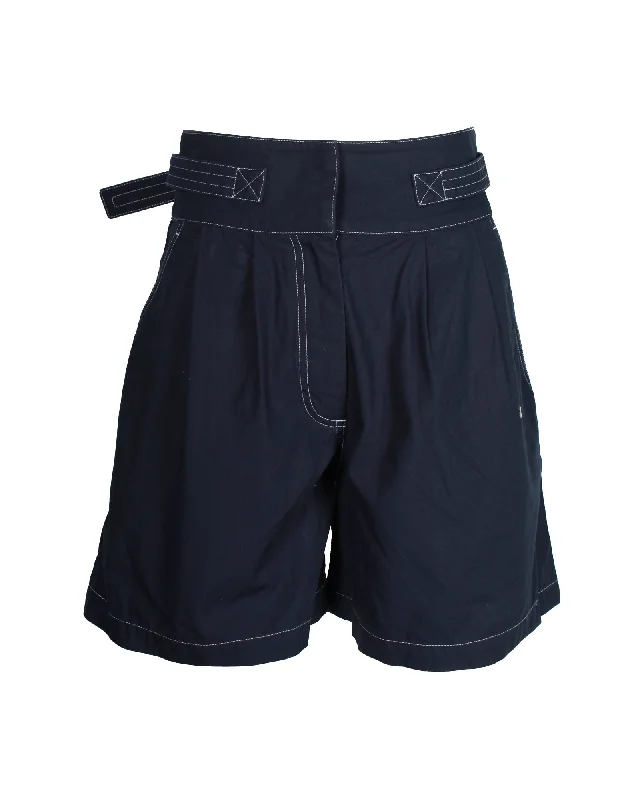 Flash Sale Loewe Belted Casual Shorts in Navy Blue Cotton