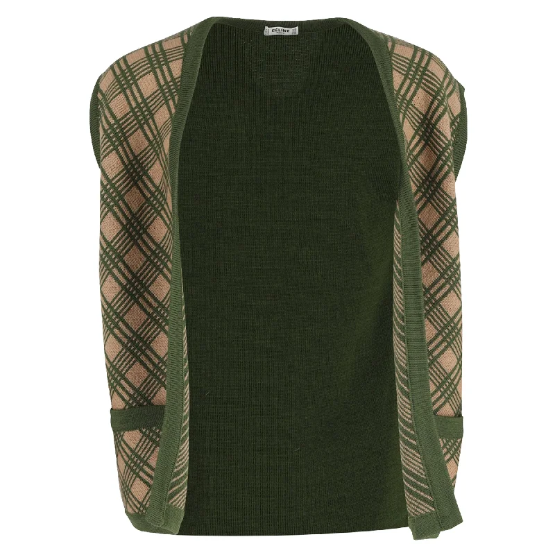 Athleisure Wear Promotion Celine Printed Vest in Olive Wool