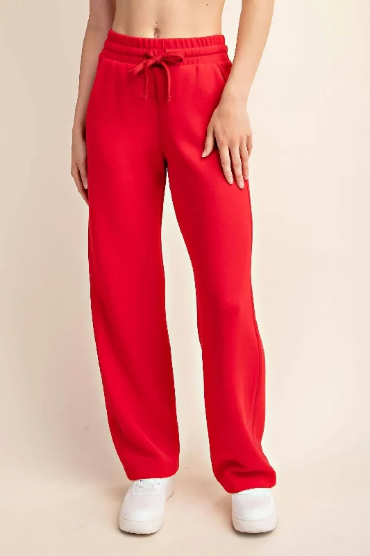 Crazy Price Slashing Luxe Straight Leg Pant In True Red