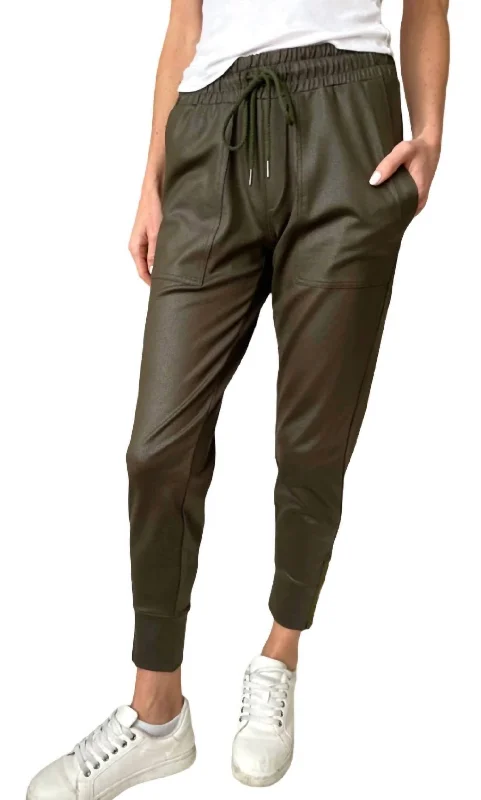 End Of Season Sale Women's Coated Headliner Zip Jogger In Olive