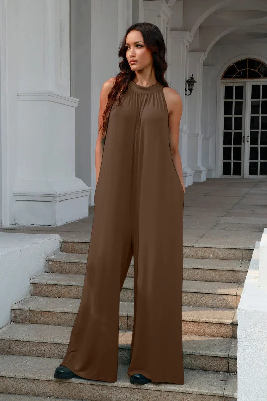 Style Breakthroughs Full Size Tie Back Cutout Sleeveless Jumpsuit