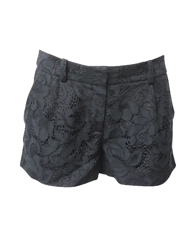 Stylish Women's Apparel Diane Von Furstenberg Lace Casual Shorts in Black Cotton