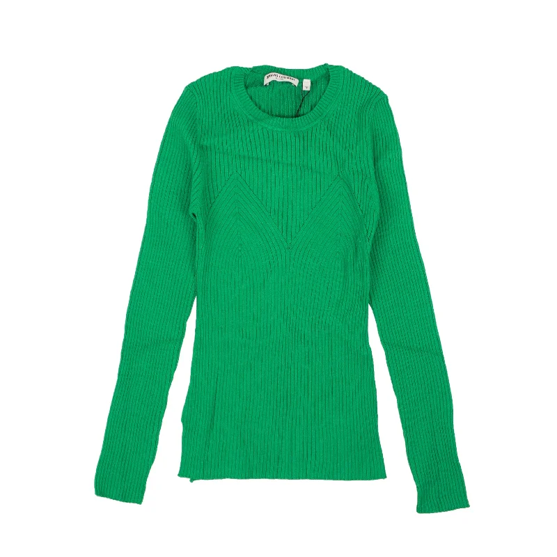 Best Seller Green Cotton Rib Knit Long Sleeve Sweater