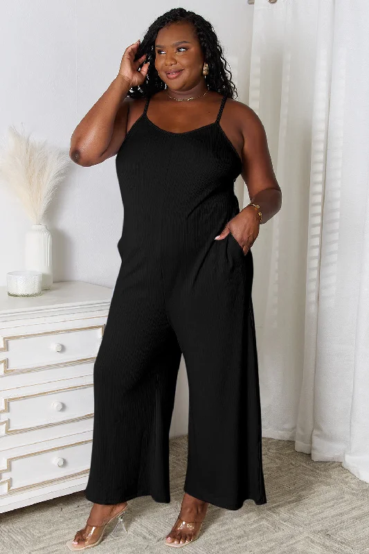 Innovate Your Wardrobe Full Size Spaghetti Strap V-Neck Jumpsuit