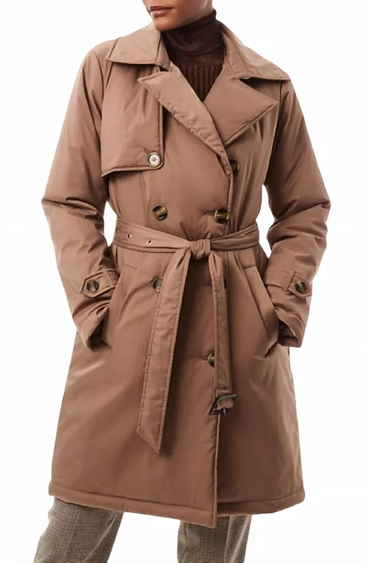 Latest Fashion Effortless Belted Puffer Coat In Tan