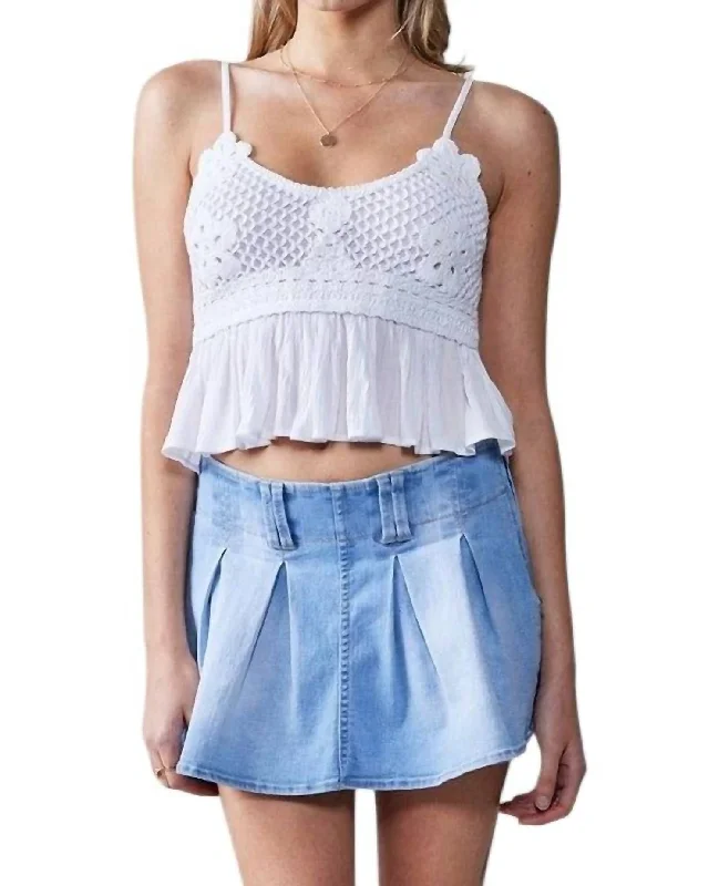 Vibrant Femme Fashion Stretchable Denim Pleated Mini Skort In Light Blue